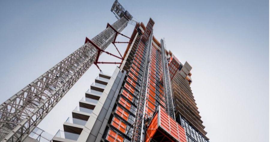 Image of a building with passenger hoists Construction Finance
