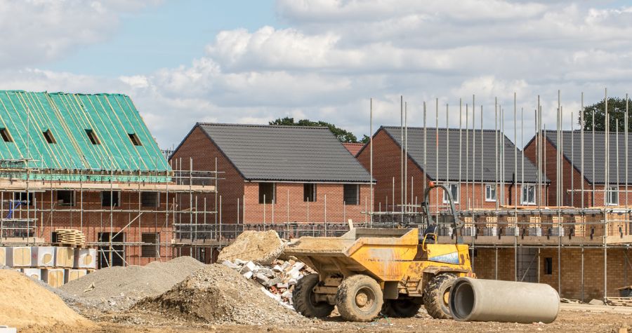 Dumper truck on commercial building site