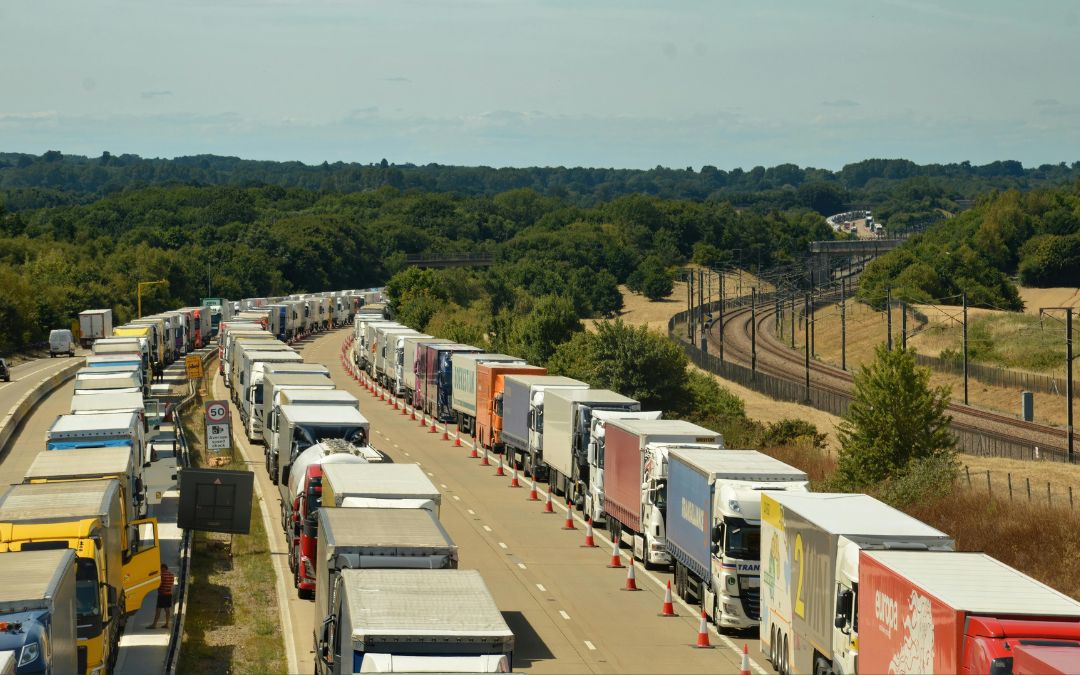 Goods in Transit Insurance - Haulage Vehicles in Lining Up on Road