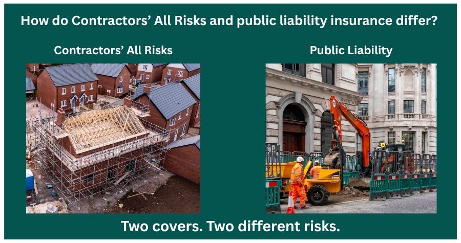 How do Contractors’ All Risks and public liability insurance differ? 